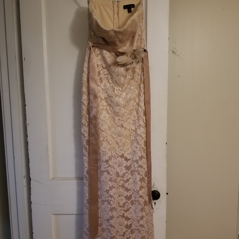 Champagne lace party dress